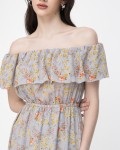 SIXDO Floral Off-Shoulder Maxi Voile Dress